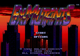 Ex-Mutants title screen for Sega Genesis